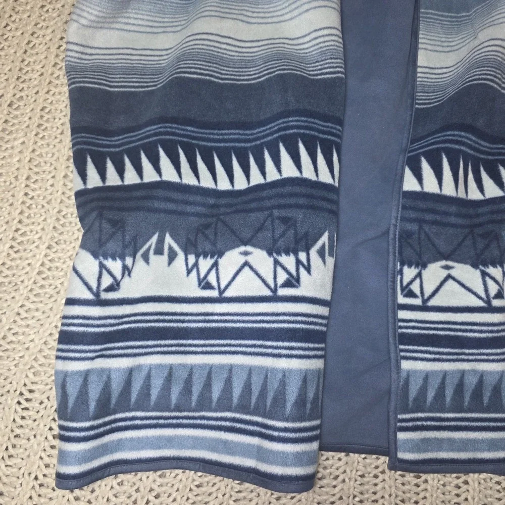 Woolrich Poncho Blue Bohemian Aztec Blanket Wrap Southwest Tribal Fleece Poncho